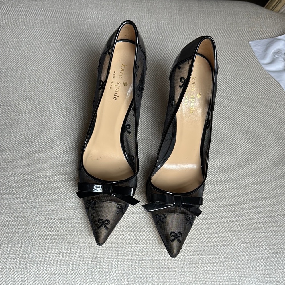 Kate Spade Black Heels with Bow Detail